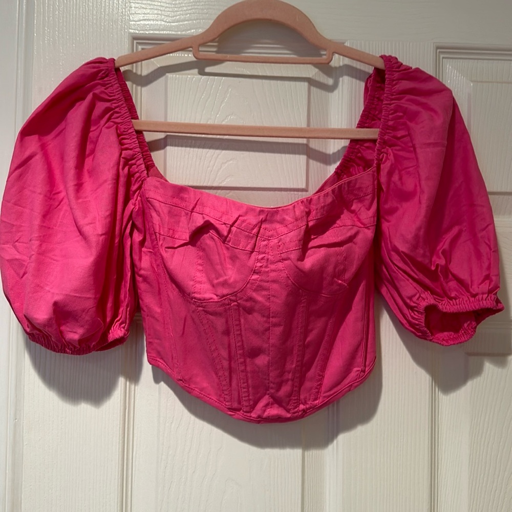 Pink corset type crop top